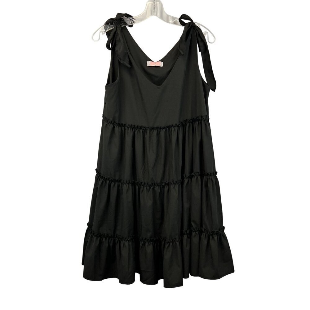 C+D+M Collection A-Line Tiered Tie Straps Dress Black Size Small Knee Length New